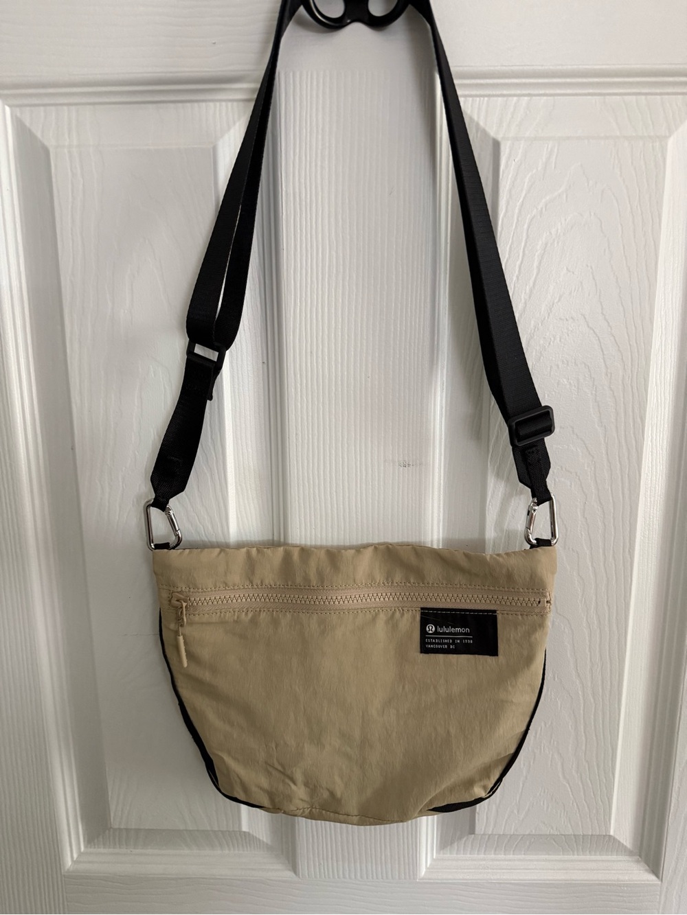 lululemon athletica Tan Crossbody Bag with Black Strap